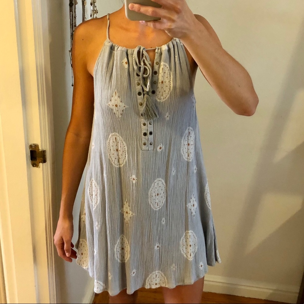 Light blue paisley mini dress